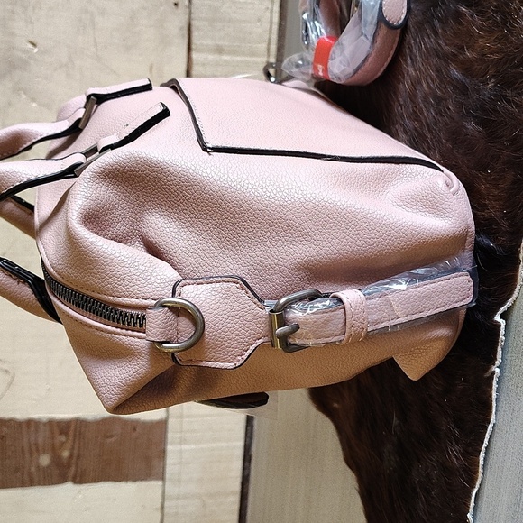 Montana West satchel crossbody bag pink rose colorzip top double handle New! - Picture 6 of 7